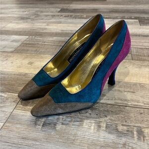 Mario Valentino Vintage Multi Color Suede Heels